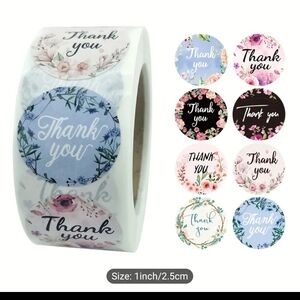 500 Count Roll Floral Thank You Sticker New